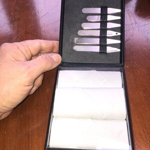 Club Room hankies and collar stays, The hankies are unused, stays gently used